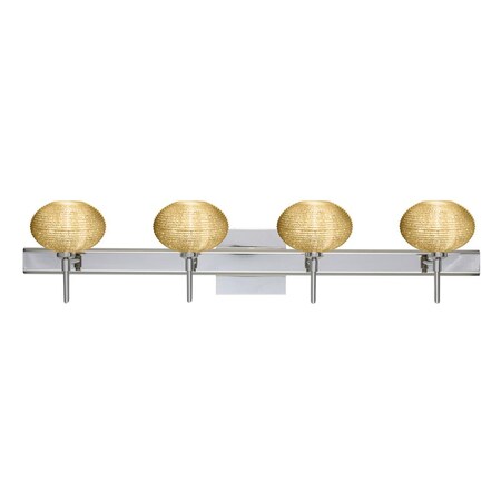Besa Lighting Besa Wall With SQ Canopy Lasso Chrome Gold Glitter 4x5W LED 4SW-5612GD-LED-CR-SQ
